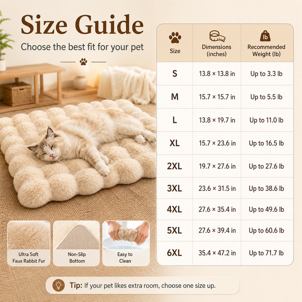 Plush Faux Fur Pet Bed Mat – Non-Slip & Washable