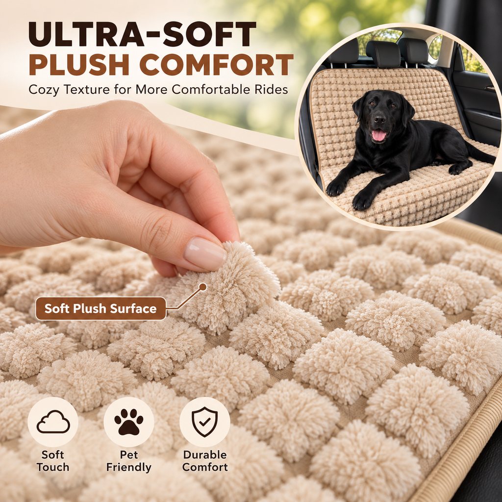 Plush Dog Back Seat Cover – Blocks Hair & Dirt