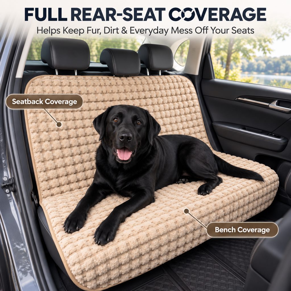 Plush Dog Back Seat Cover – Blocks Hair & Dirt