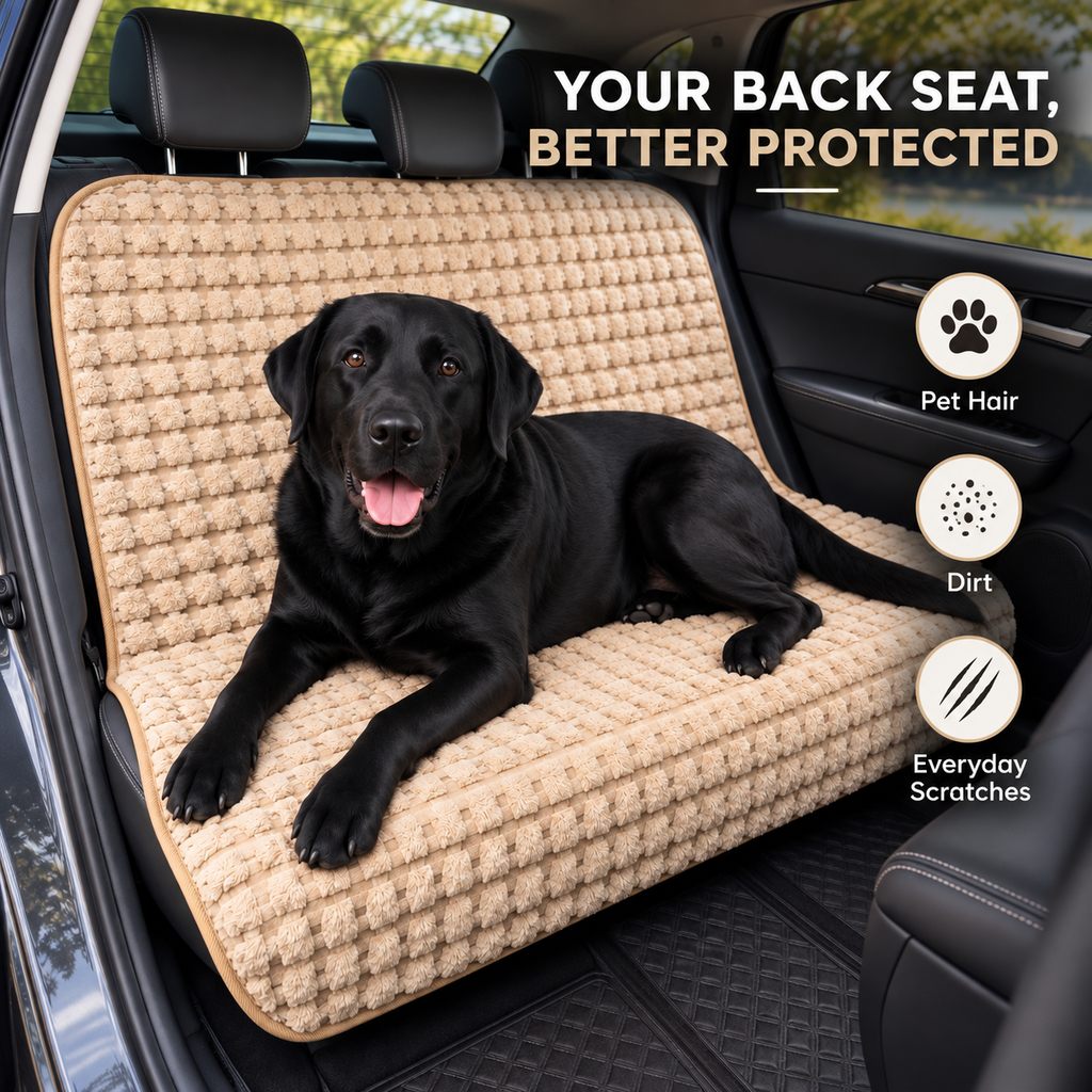 Plush Dog Back Seat Cover – Blocks Hair & Dirt