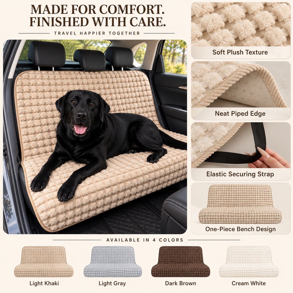 Plush Dog Back Seat Cover – Blocks Hair & Dirt
