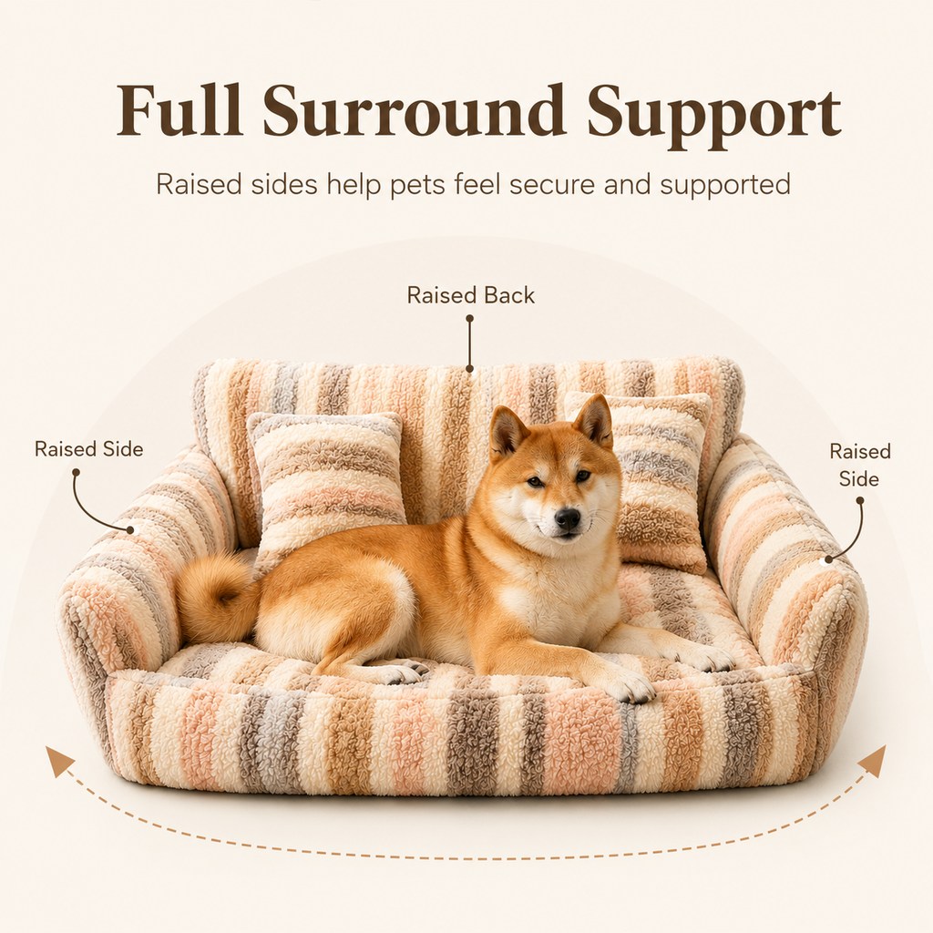 Plush Dog Sofa Bed – Soft Bolstered Everyday Naps