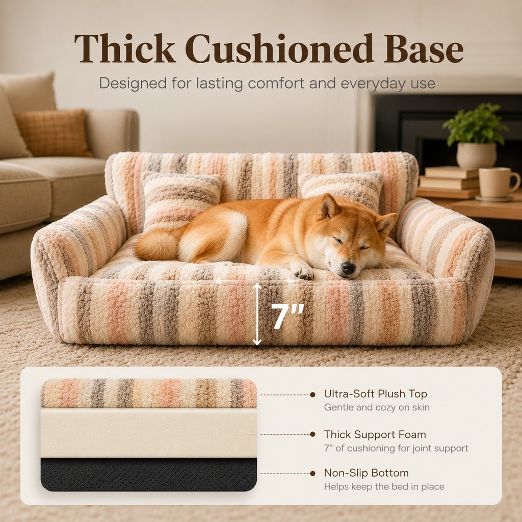 Plush Dog Sofa Bed – Soft Bolstered Everyday Naps