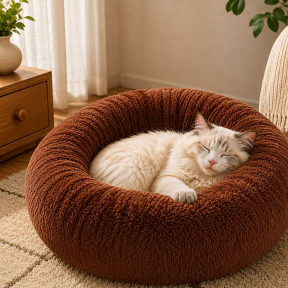 Plush Donut Pet Bed – Warm Cozy Nest