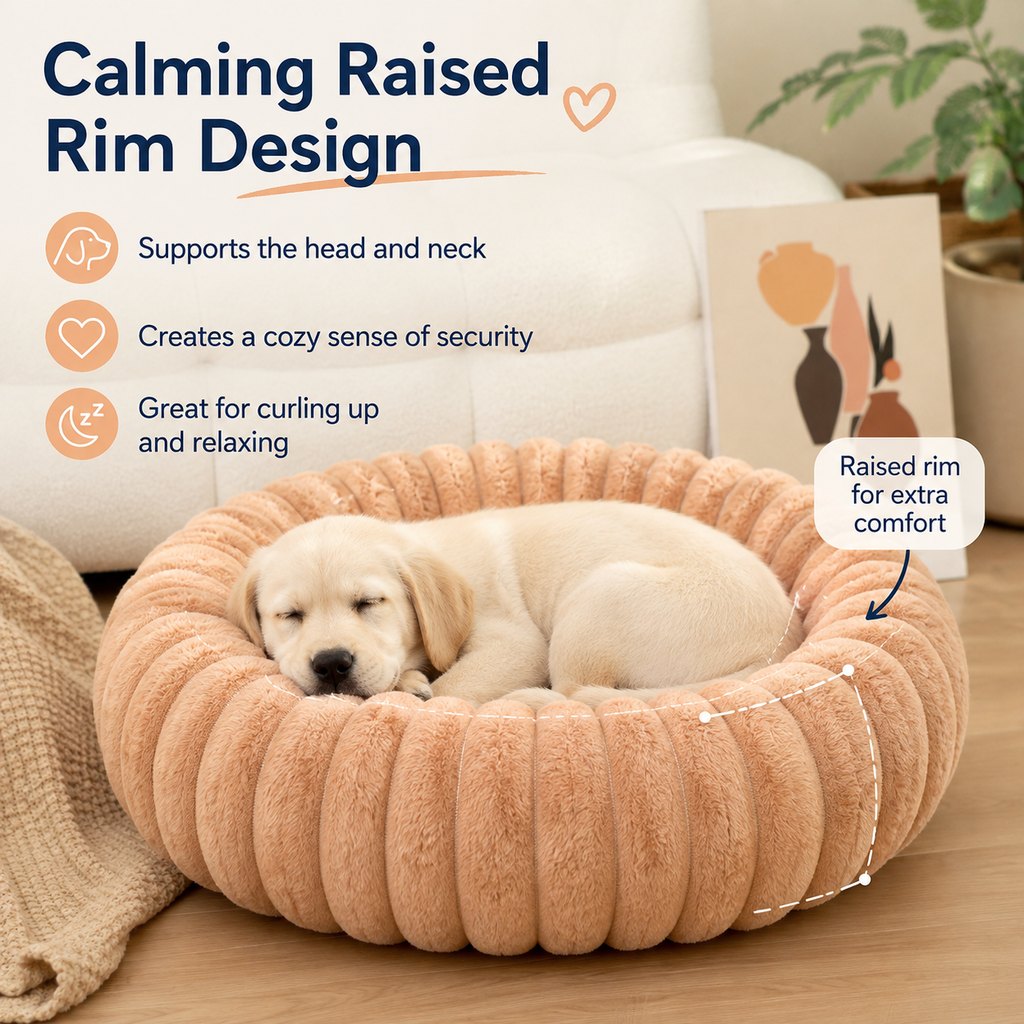 Plush Donut Pet Bed – Raised Rim Comfort