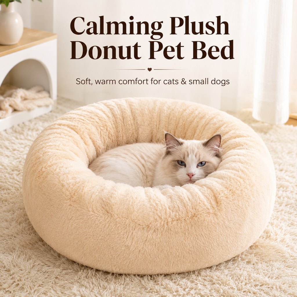 Plush Donut Pet Bed – Warm Cozy Nest