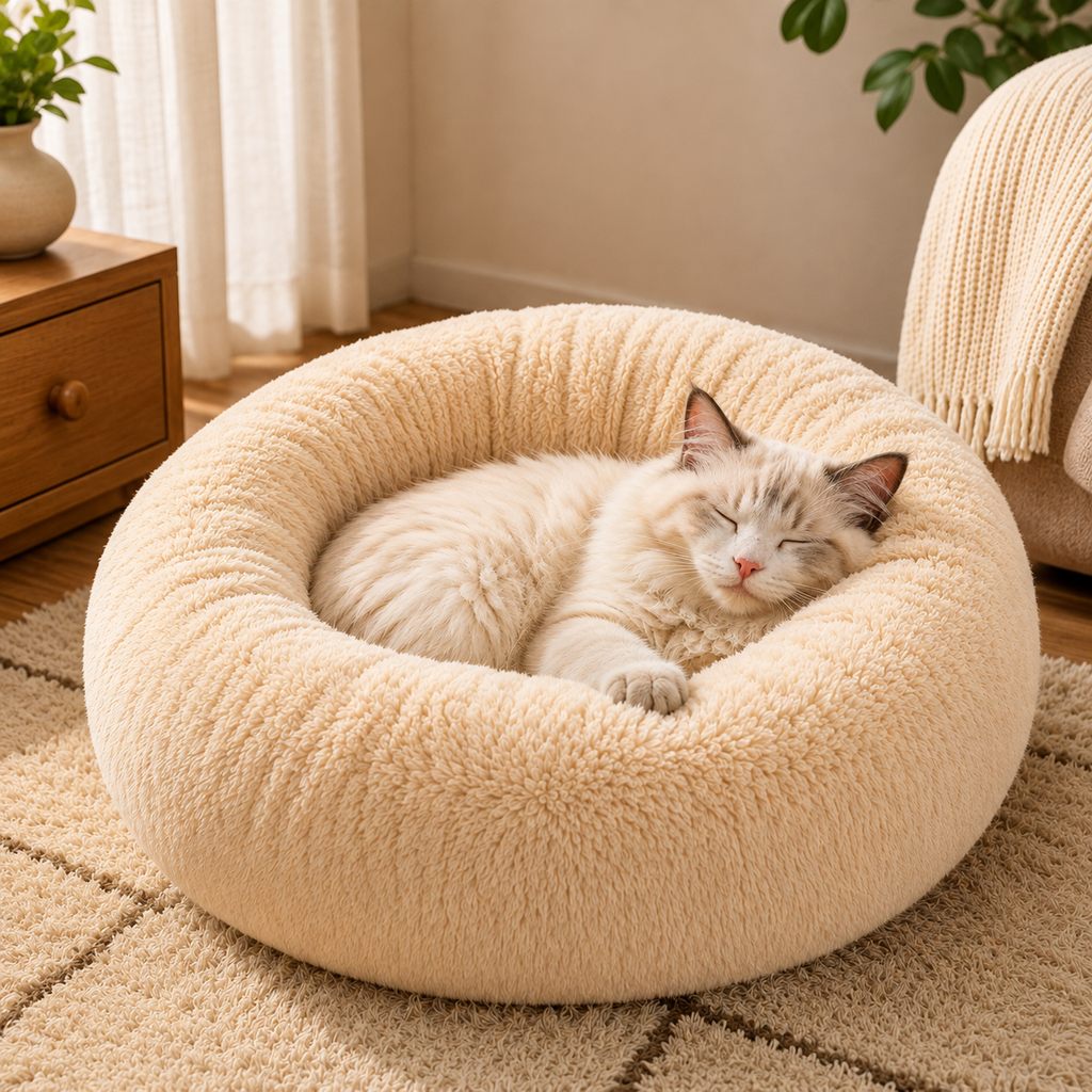 Plush Donut Pet Bed – Warm Cozy Nest
