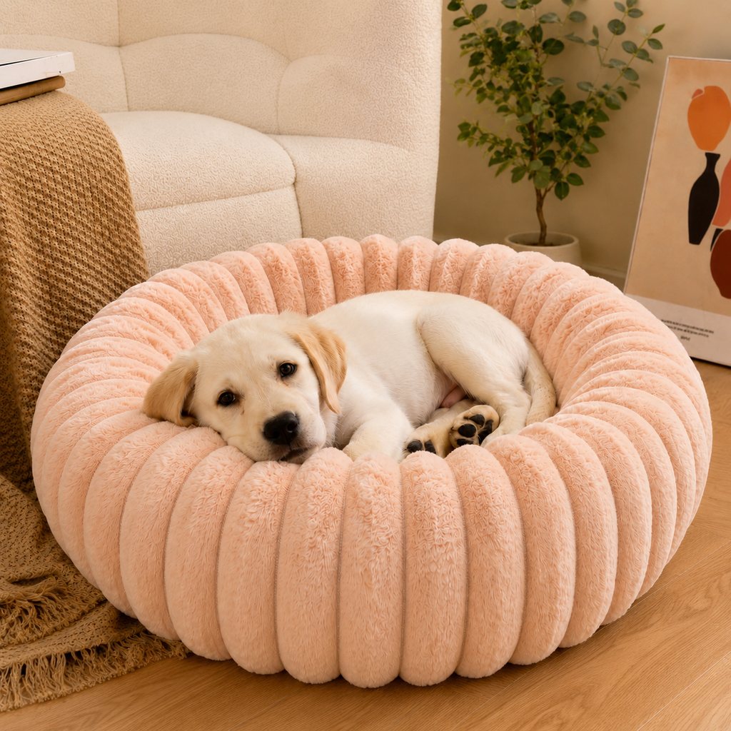 Plush Donut Pet Bed – Raised Rim Comfort
