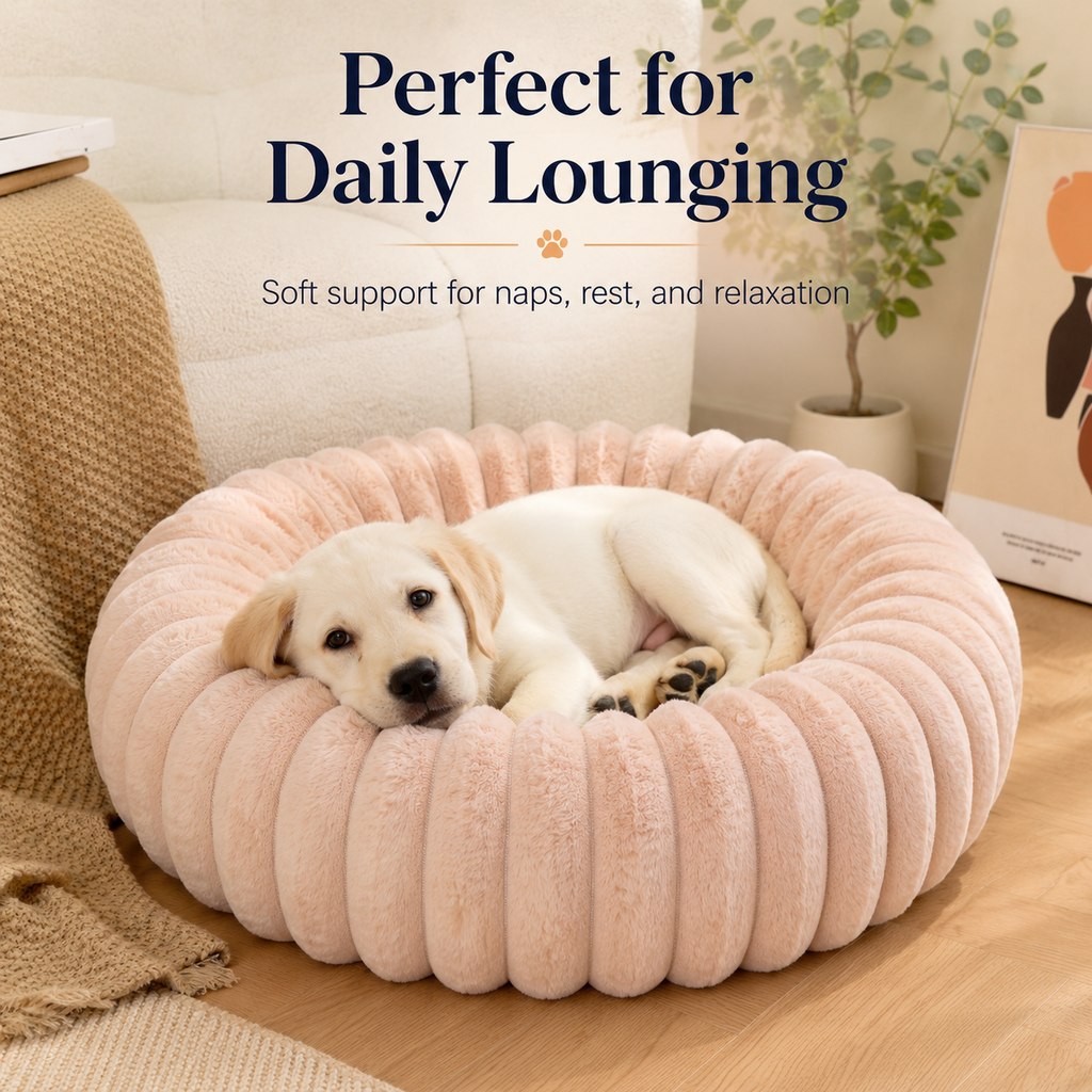 Plush Donut Pet Bed – Raised Rim Comfort