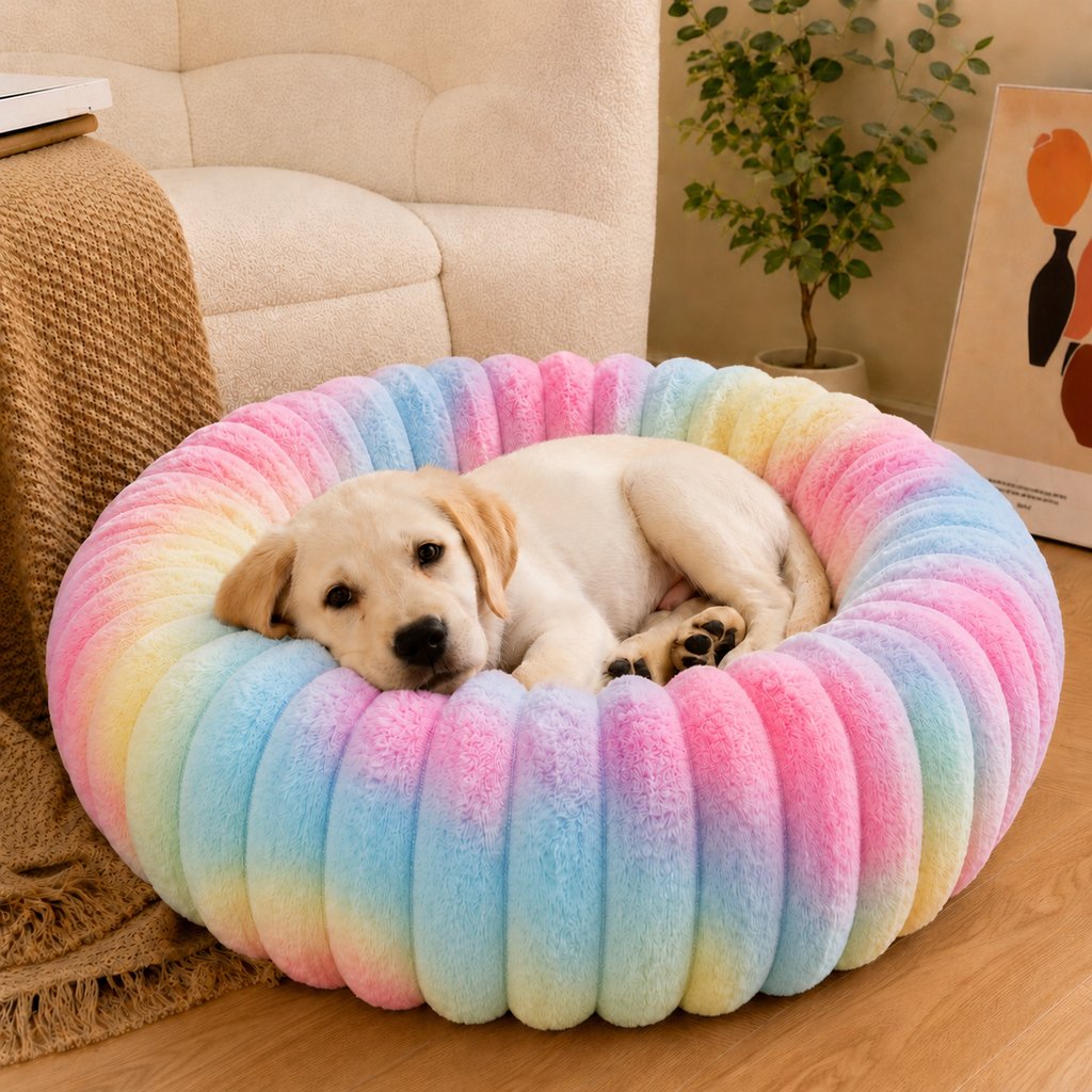 Plush Donut Pet Bed – Raised Rim Comfort