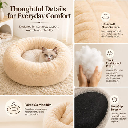Plush Donut Pet Bed – Warm Cozy Nest