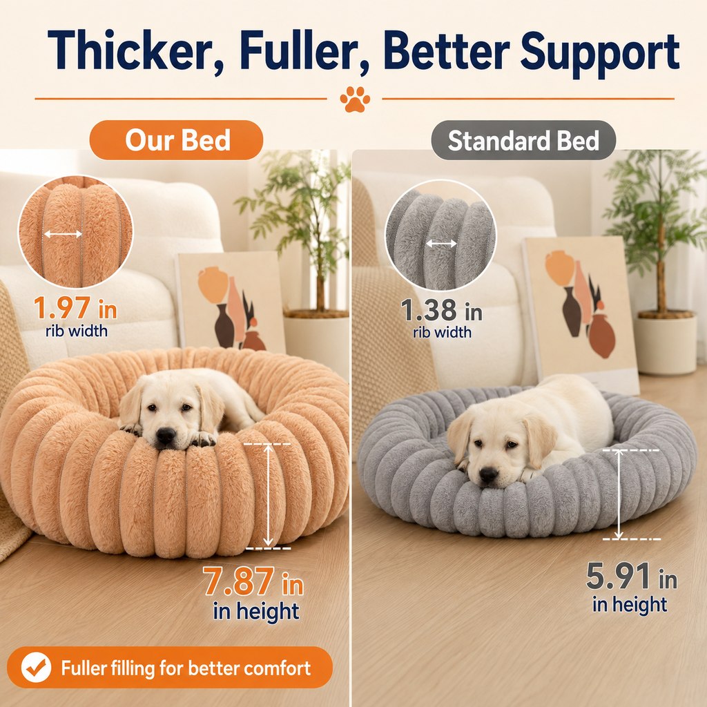 Plush Donut Pet Bed – Raised Rim Comfort