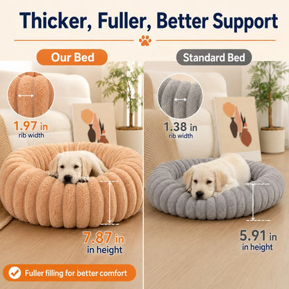 Plush Donut Pet Bed – Raised Rim Comfort