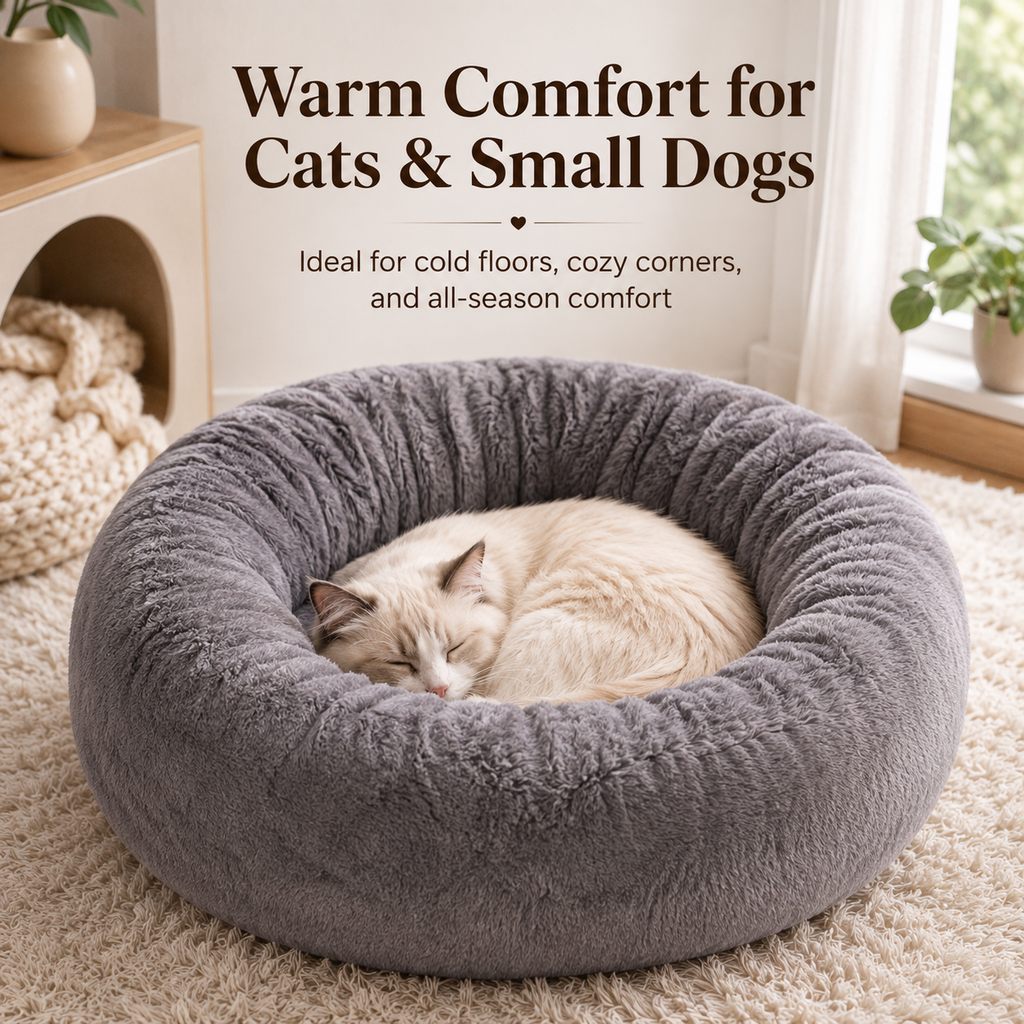Plush Donut Pet Bed – Warm Cozy Nest