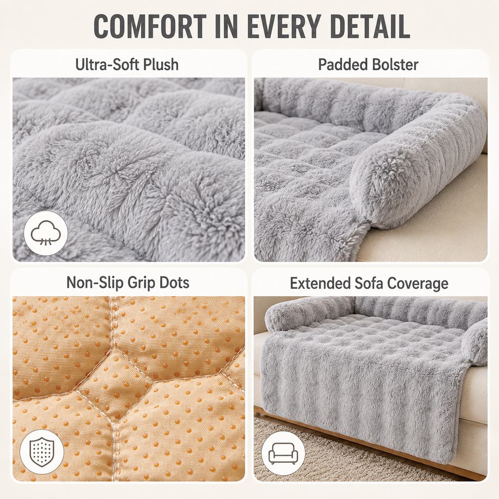 Plush Pet Sofa Protector Bed – Keeps Couch Clean