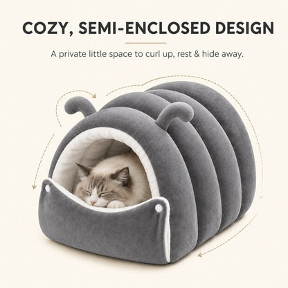 Plush Cat Cave Bed – Cozy Semi-Enclosed Hideaway