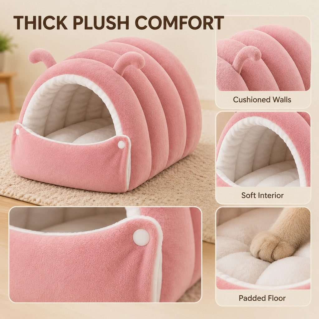 Plush Cat Cave Bed – Cozy Semi-Enclosed Hideaway