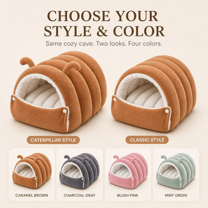 Plush Cat Cave Bed – Cozy Semi-Enclosed Hideaway