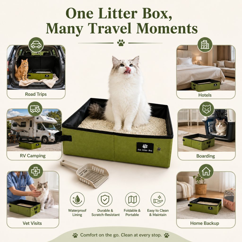 Foldable Travel Cat Litter Box – Leak-Proof