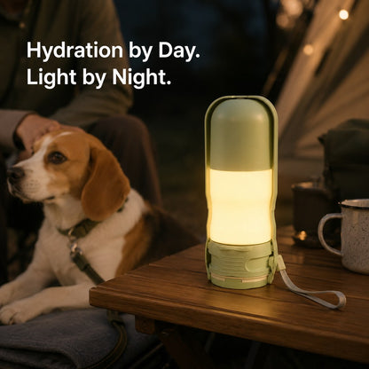 2-in-1 Dog Water Bottle – LED Light & Fold-Out Bowl