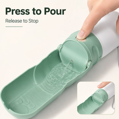2-in-1 Dog Water Bottle – LED Light & Fold-Out Bowl
