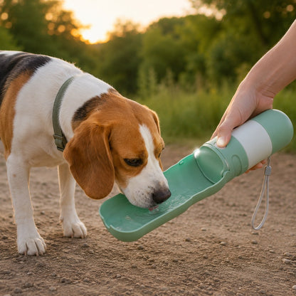 2-in-1 Dog Water Bottle – LED Light & Fold-Out Bowl