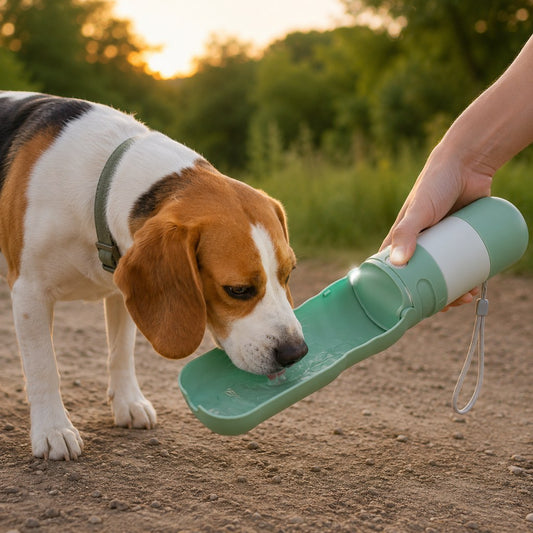 2-in-1 Dog Water Bottle – LED Light & Fold-Out Bowl