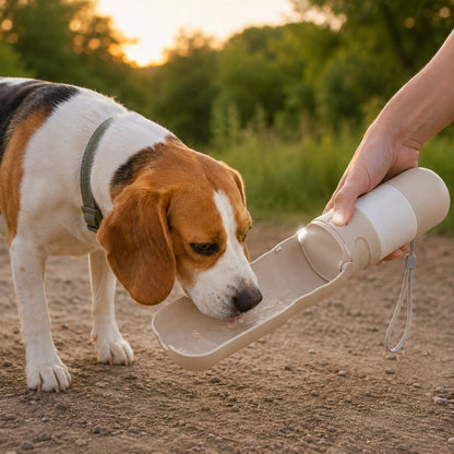 2-in-1 Dog Water Bottle – LED Light & Fold-Out Bowl