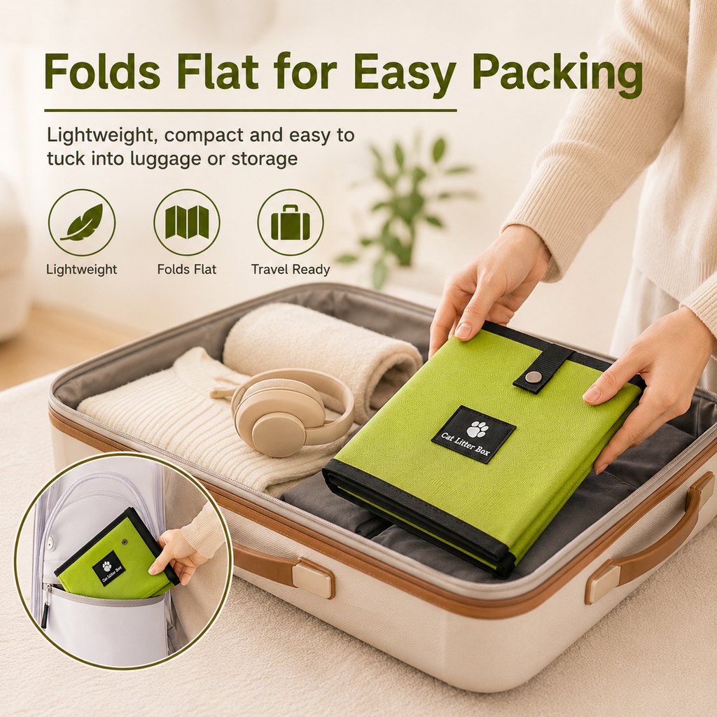 Foldable Travel Cat Litter Box – Packs Flat Anywhere