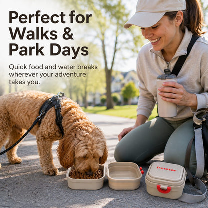 2-in-1 Folding Pet Bowl – Food & Water on the Go