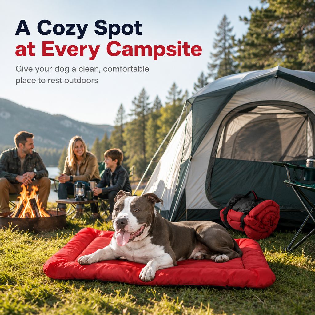 Roll-Up Outdoor Dog Bed – Clean Rest for Camping & Car