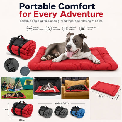 Roll-Up Outdoor Dog Bed – Clean Rest for Camping & Car