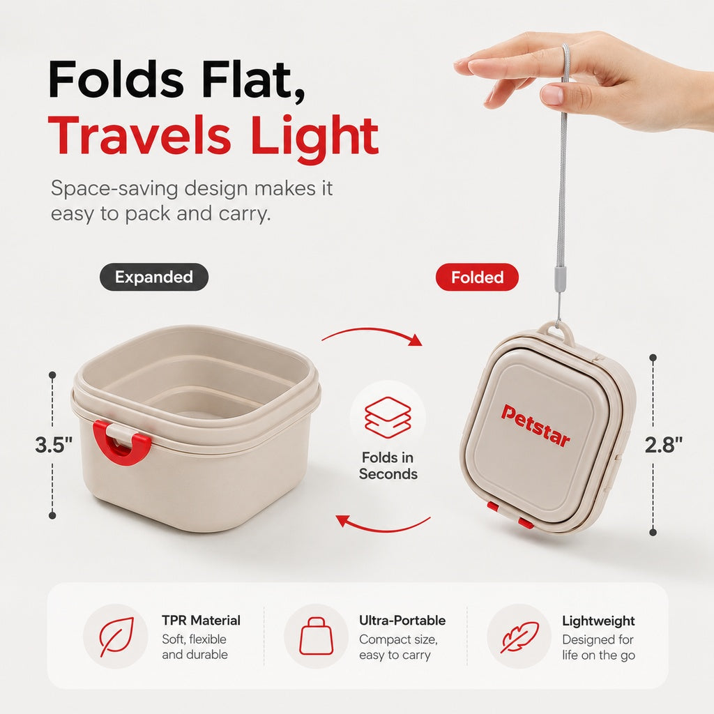 2-in-1 Folding Pet Bowl – Food & Water on the Go