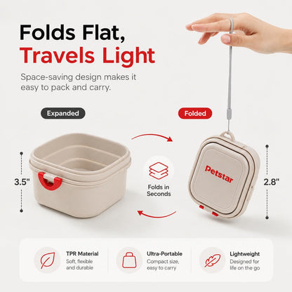 2-in-1 Folding Pet Bowl – Food & Water on the Go