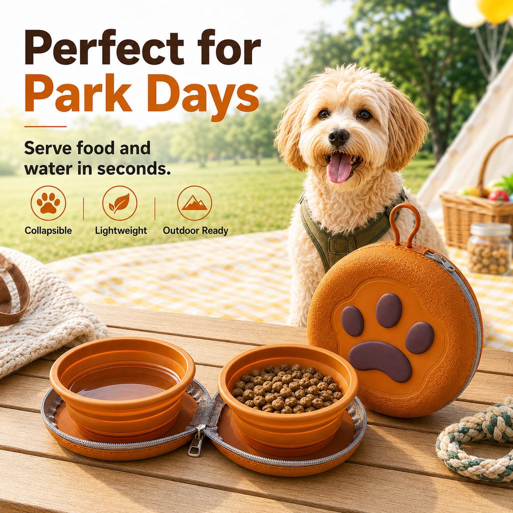 Paw-Shaped Collapsible Travel Bowls – Feed Anywhere