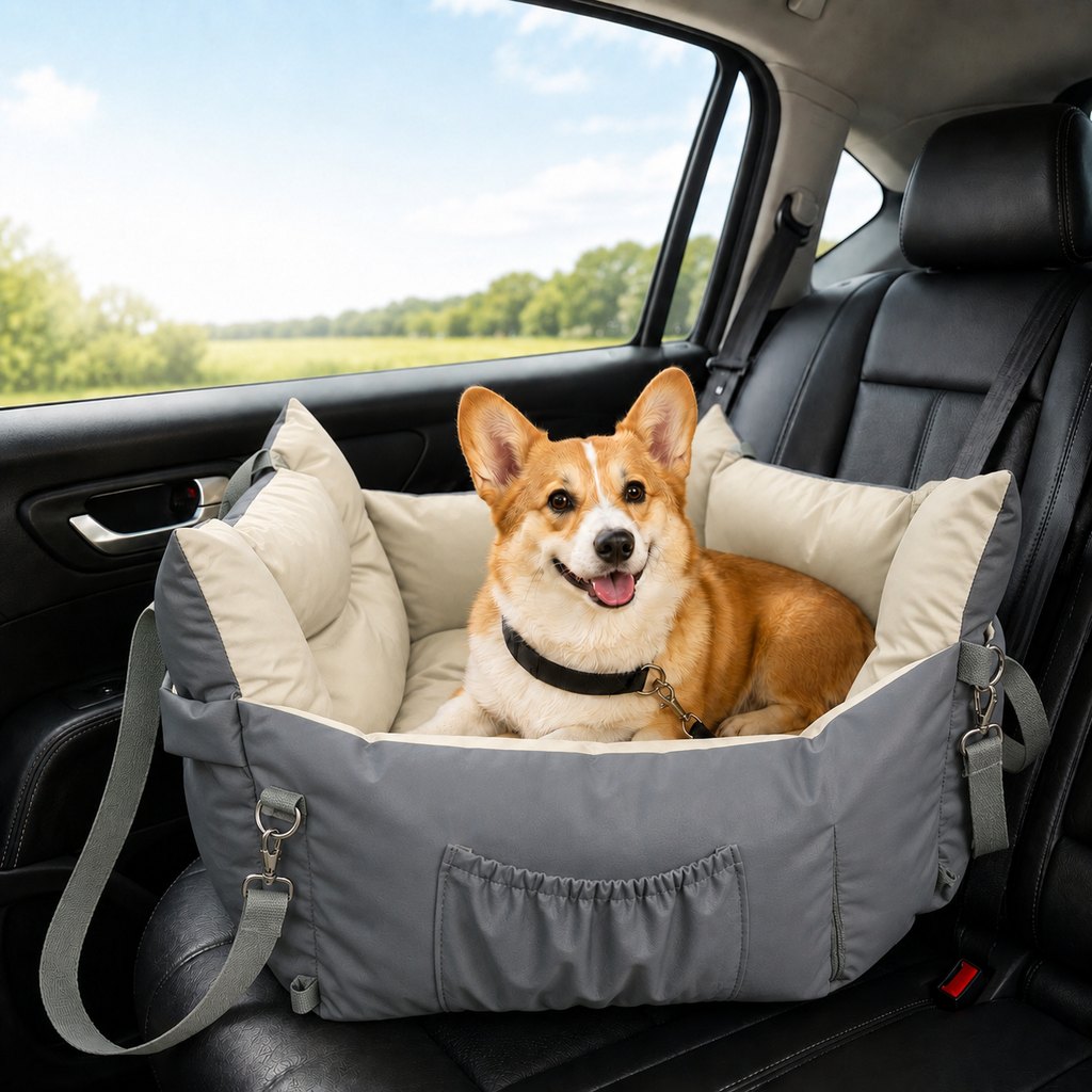 Portable Pet Car Bed – Cozy, Secure Road Trip Rest