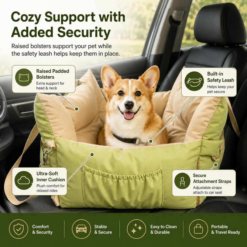 Portable Pet Car Bed – Cozy, Secure Road Trip Rest