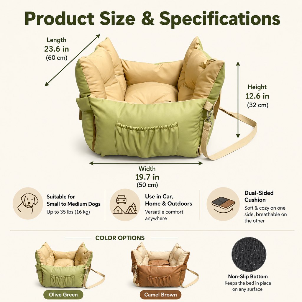Portable Pet Car Bed – Cozy, Secure Road Trip Rest