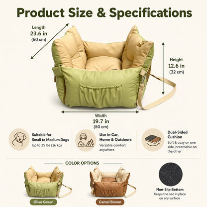 Portable Pet Car Bed – Cozy, Secure Road Trip Rest