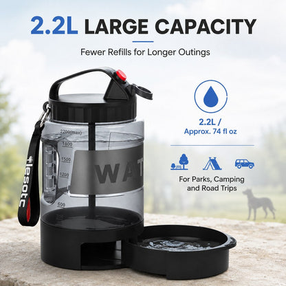 2.2L Dog Travel Water Bottle – Pull-Out Bowl