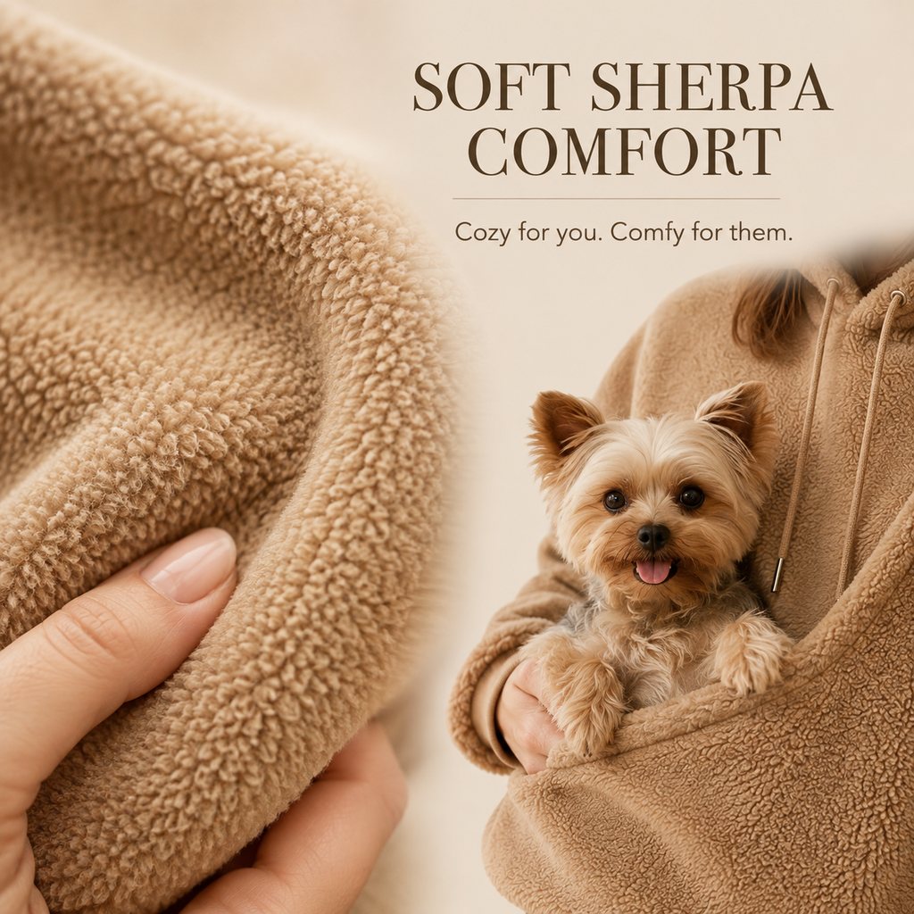 Sherpa Pet Carrier Hoodie – Keeps Pets Warm & Close