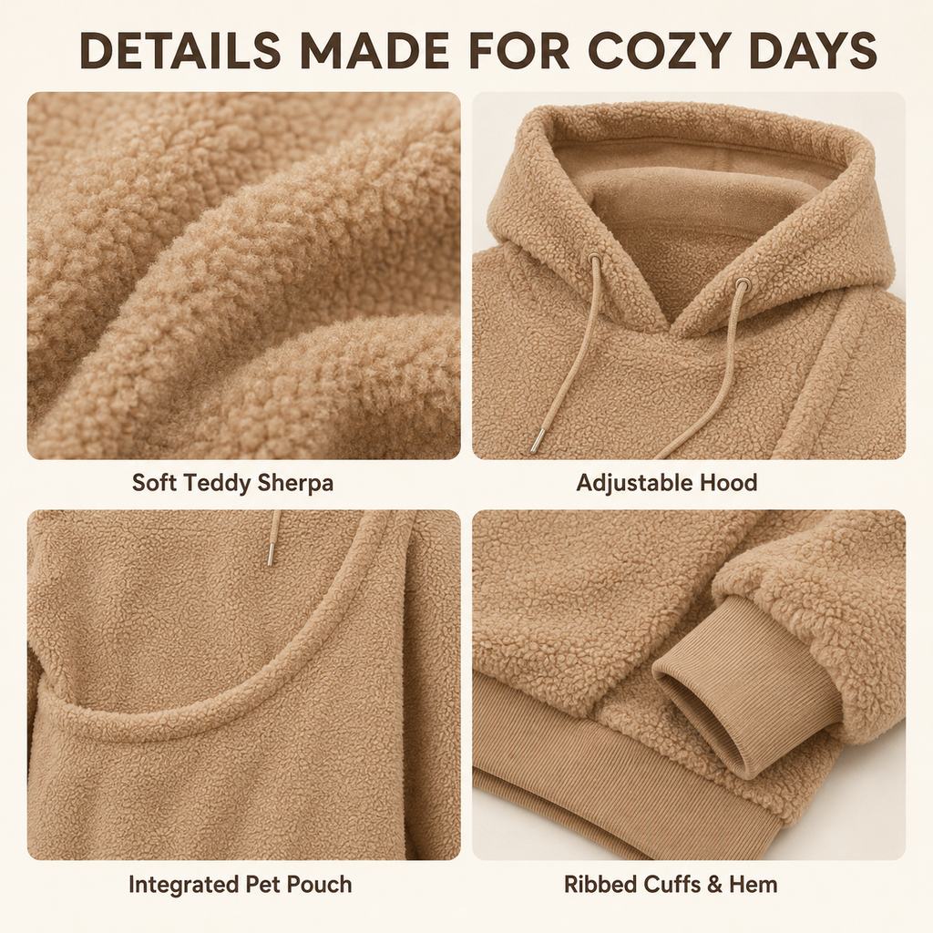 Sherpa Pet Carrier Hoodie – Keeps Pets Warm & Close