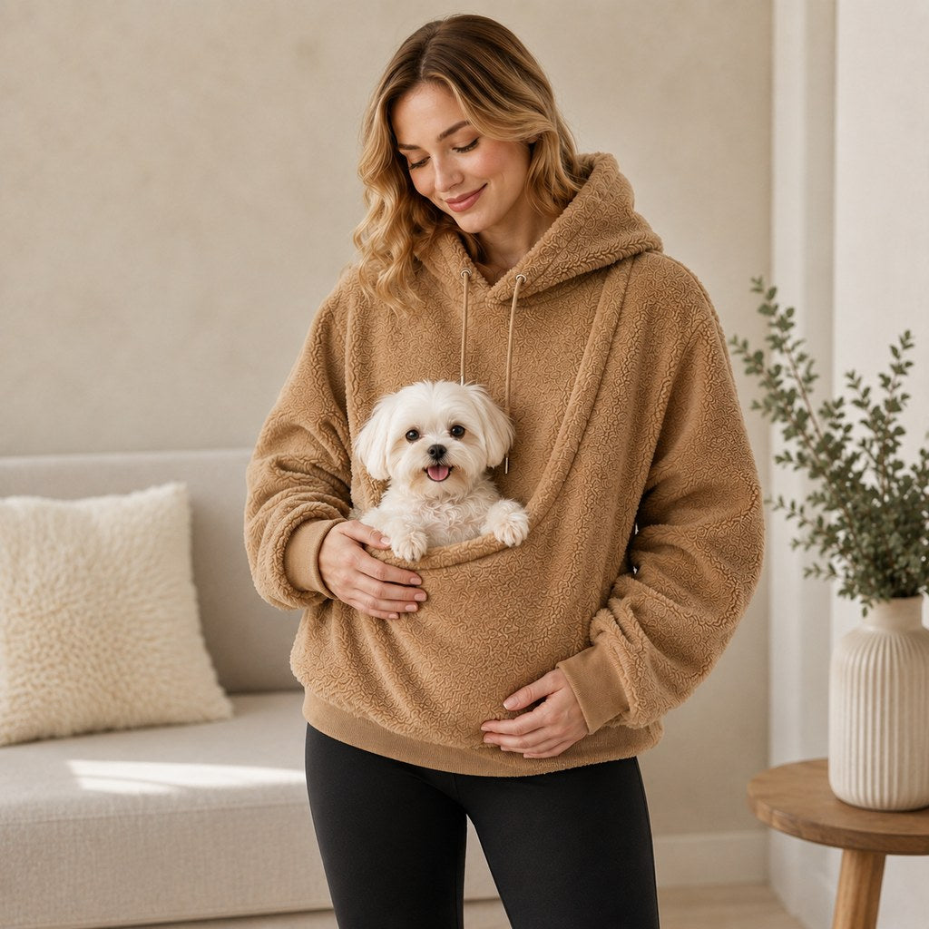 Sherpa Pet Carrier Hoodie – Keeps Pets Warm & Close