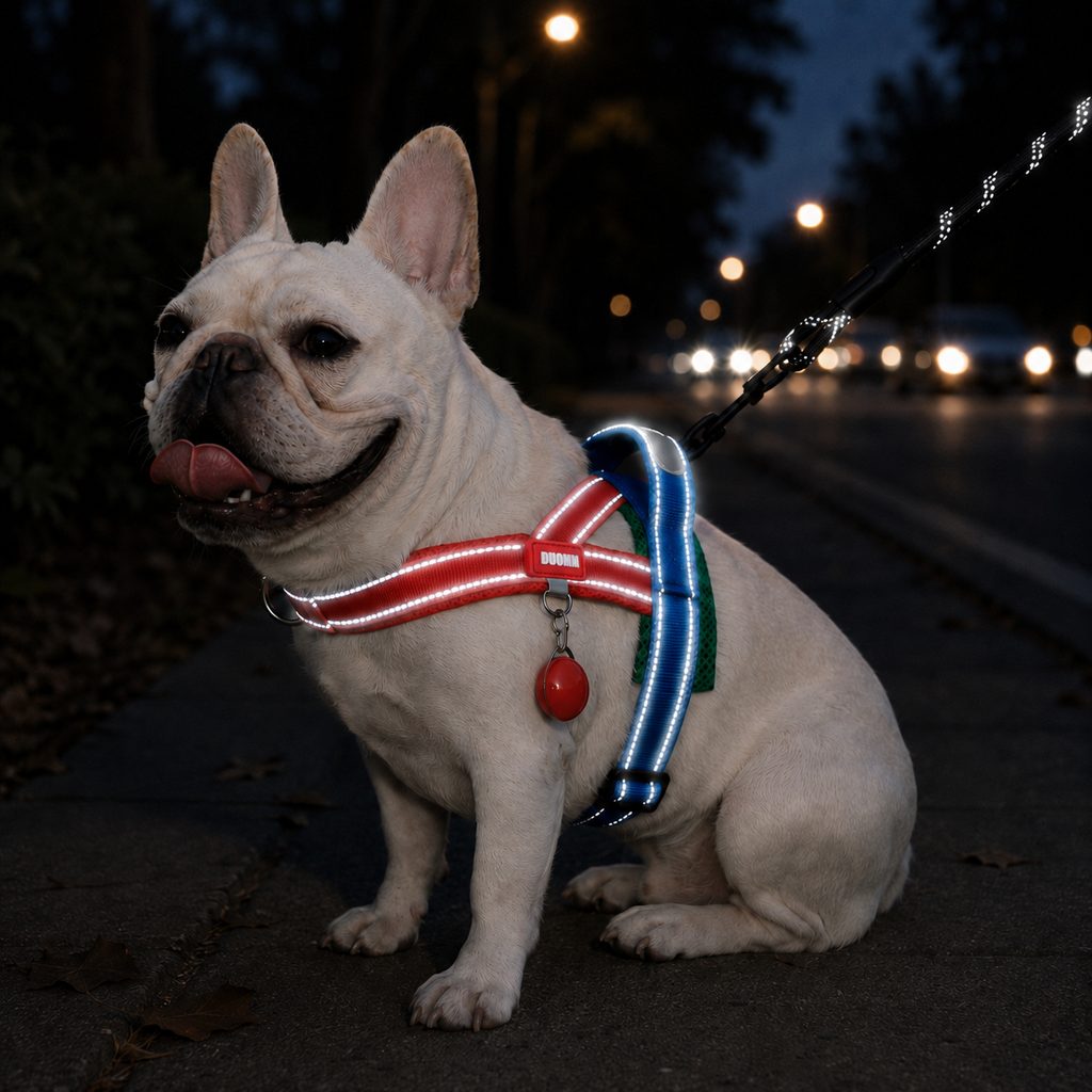 No-Choke Frenchie Harness & Leash Set – Reflective Control