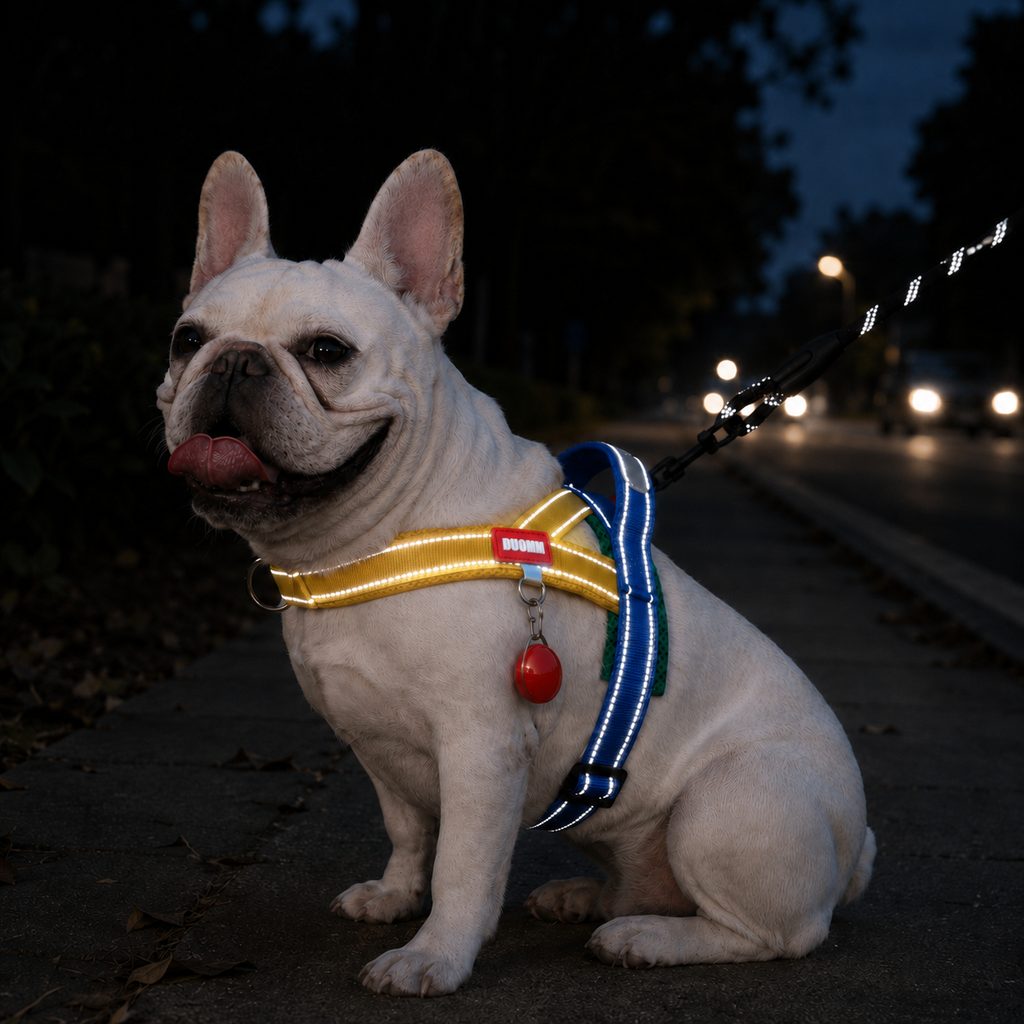 No-Choke Frenchie Harness & Leash Set – Reflective Control