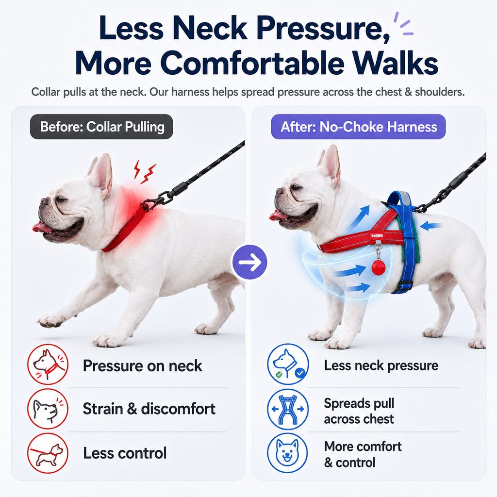 No-Choke Frenchie Harness & Leash Set – Reflective Control