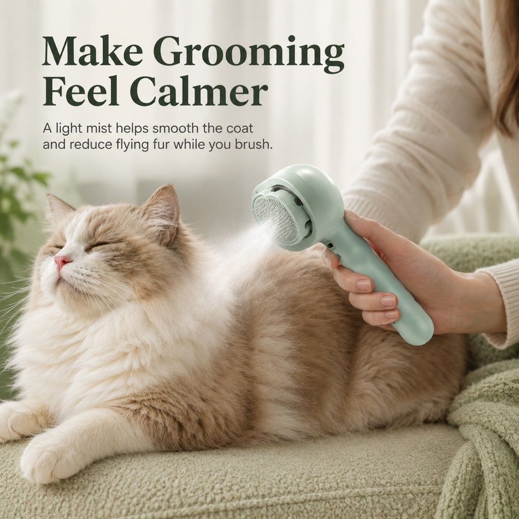 Mist Spray Grooming Brush – No Flying Fur Deshedding
