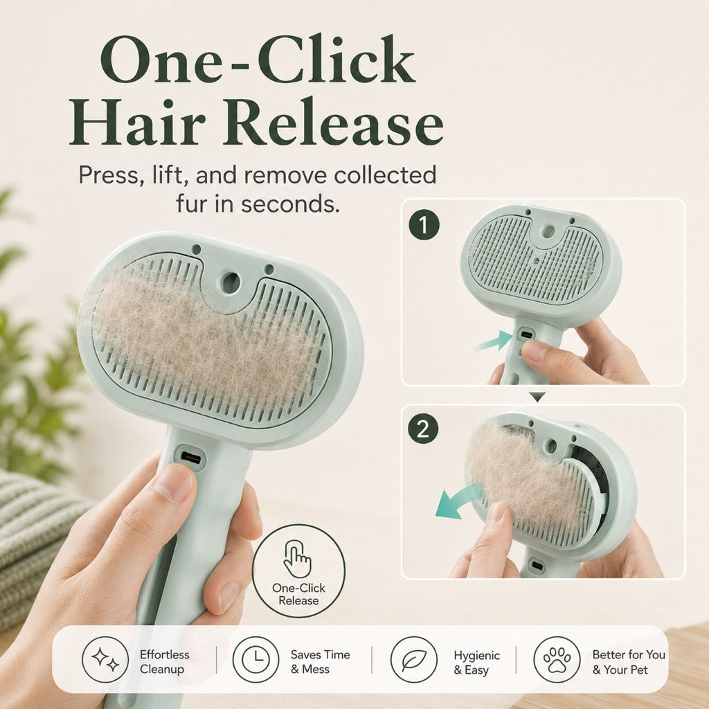 Mist Spray Grooming Brush – No Flying Fur Deshedding