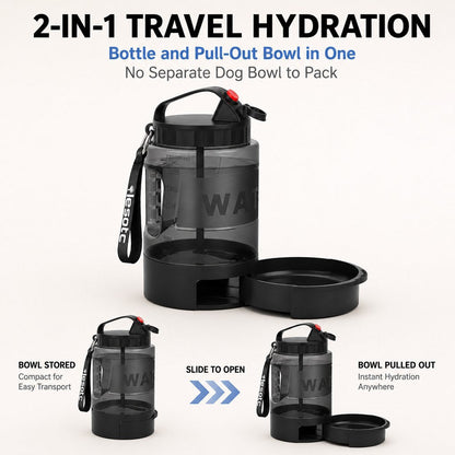 2.2L Dog Travel Water Bottle – Pull-Out Bowl