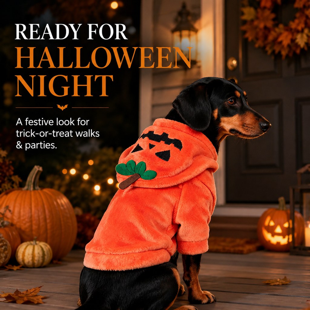 Halloween Pet Costume Hoodie – One-Piece Spooky Look